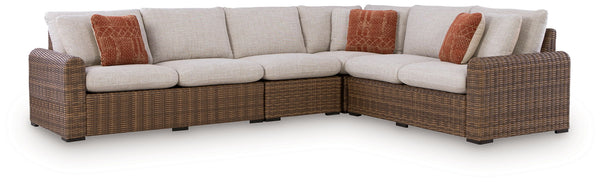 Dolan Creek - Outdoor Sectional Dark Brown 4 Pc. Sectional