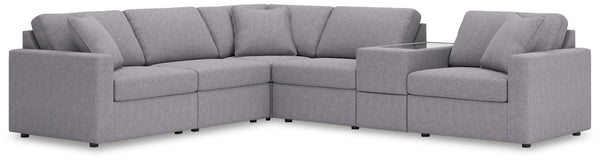 Modmax - Granite - Sectional Gray 6 Pc. Sectional With Storage Console