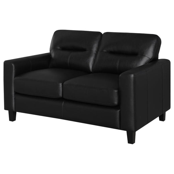 Scotland - Faux Leather Upholstered Track Arm Loveseat