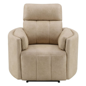 Elison - Motion Glider Recliner With Swivel - Dark Beige Polish Microfiber