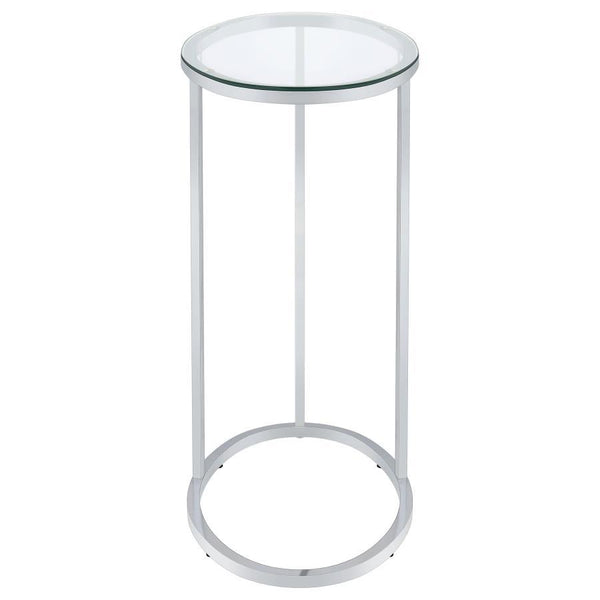 Kyle - Oval Glass Top C-Shaped Sofa Side Table - Chrome