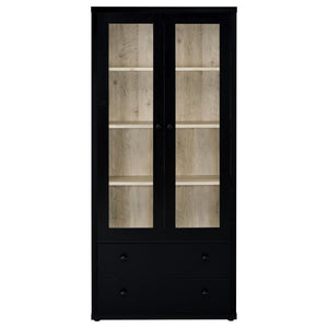 Hawthorne - 4-Shelf Glass Door Tall Cabinet With Drawers