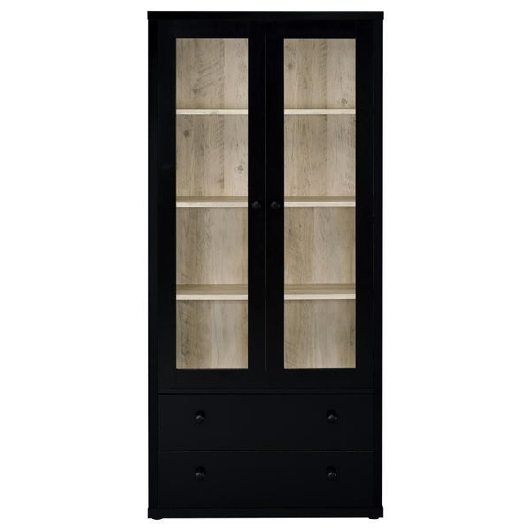 Hawthorne - 4-Shelf Glass Door Tall Cabinet With Drawers