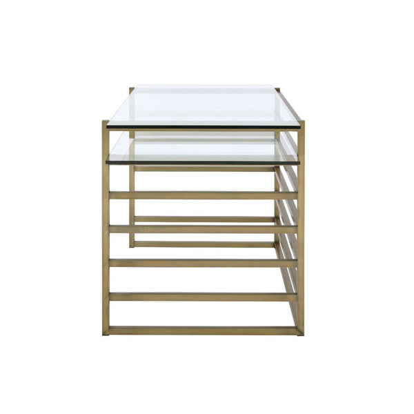 Shona - Writing Desk - Clear Glass Top & Antique Gold