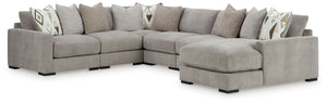 Aslan Court - Sectional Gray 6 Pc. Sectional With RAF Corner Chaise
