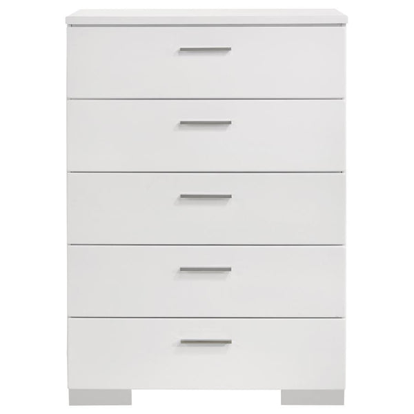 Felicity - 5-Drawer Bedroom Chest - White High Gloss