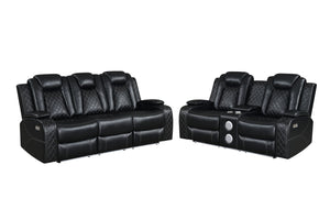 Orion II - Reclining Sofa Set Black 2 Pc. Power Reclining Sofa, Loveseat
