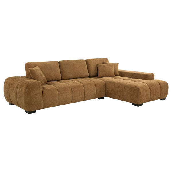 Octavia - Fabric Upholstered Sectional Chaise Sofa Light Brown