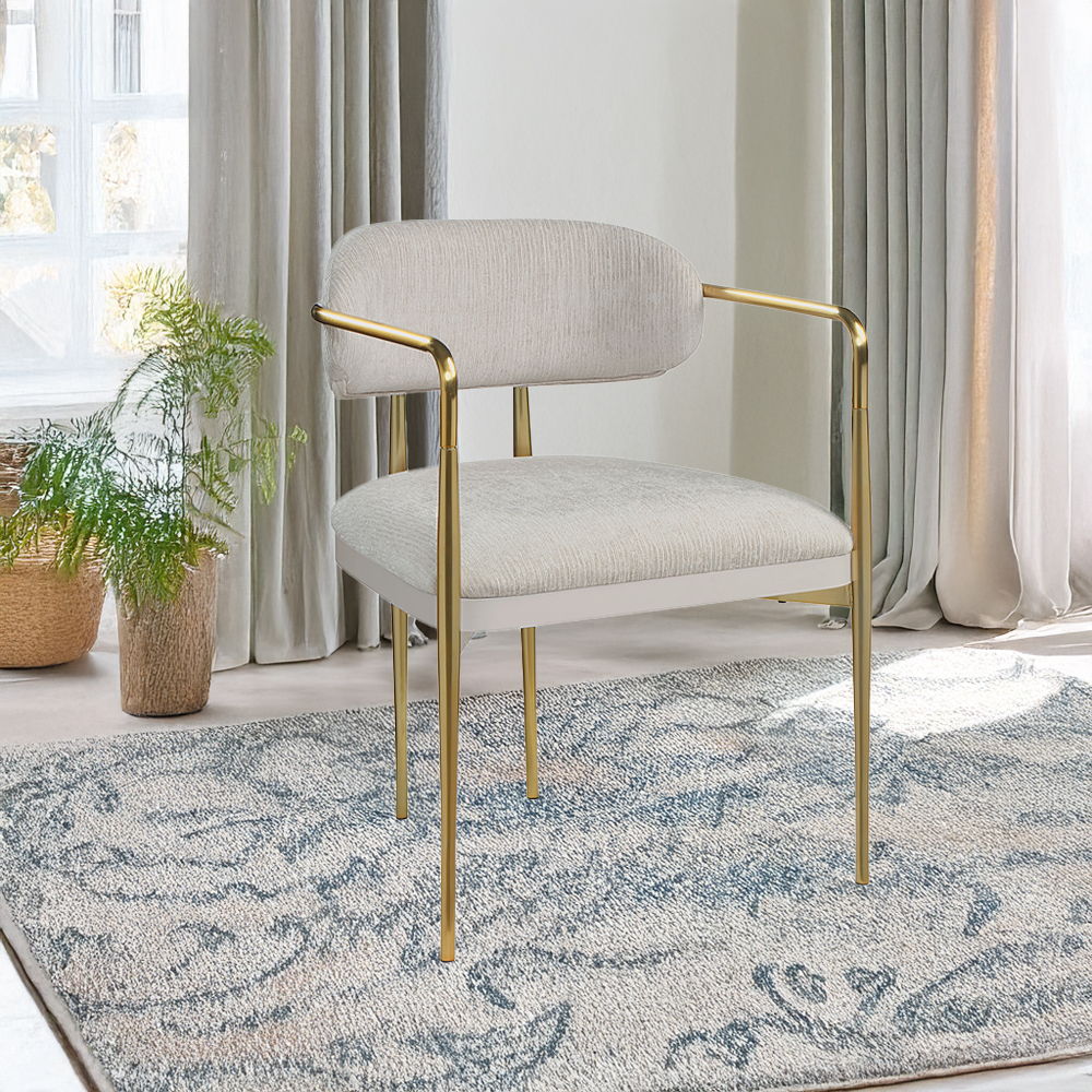 Zayn - Arm Chair (Set of 2) - Beige Chenille & Gold