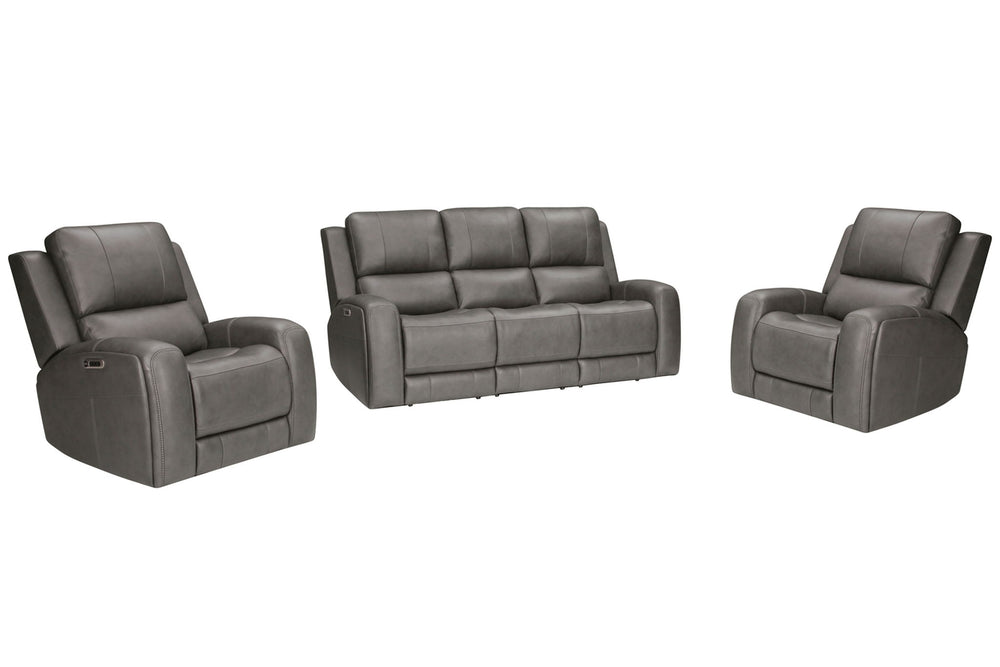 Belmont - Zero Gravity Power Reclining Living Room Set Dark Gray 3 Pc. Sofa, 2 Recliners