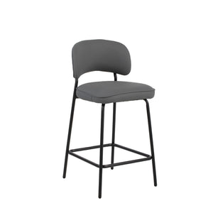 Blythe - Vegan Leather Bar Chair (Set of 2) Dark Gray 34"W x 19"D x 18"H