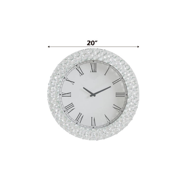 Nysa - 20" Wall Clock - Mirrored & Faux Crystals