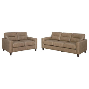 Scotland - Faux Leather Upholstered Sofa Set Dark Brown 2 Pc. Sofa, Loveseat