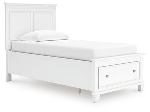 Fortman - Panel Bed White Twin 1 Drawer