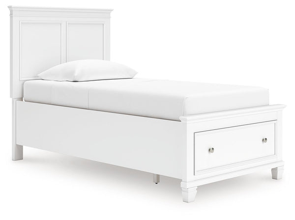 Fortman - Panel Bed White Twin 1 Drawer