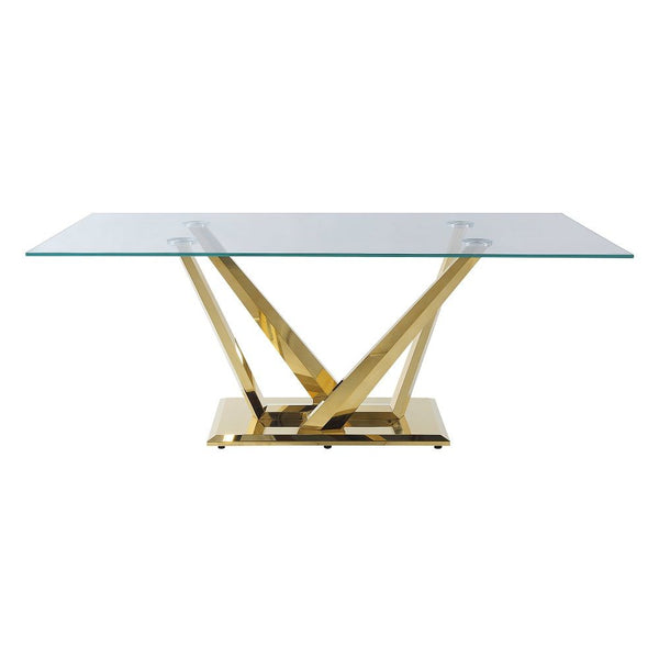 Barnard - Dining Table - Clear Glass & Mirrored Gold