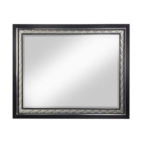 Nicola - Mirror - Silver Synthetic Leather & Black