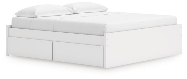 Onita - Platform Bed White King 1 Side Storage