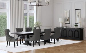Florence - 126" Extension Dining Table Set Dark Gray 9 Pc. Table. 8 Chairs