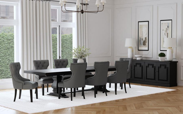 Florence - 126" Extension Dining Table Set Dark Gray 9 Pc. Table. 8 Chairs