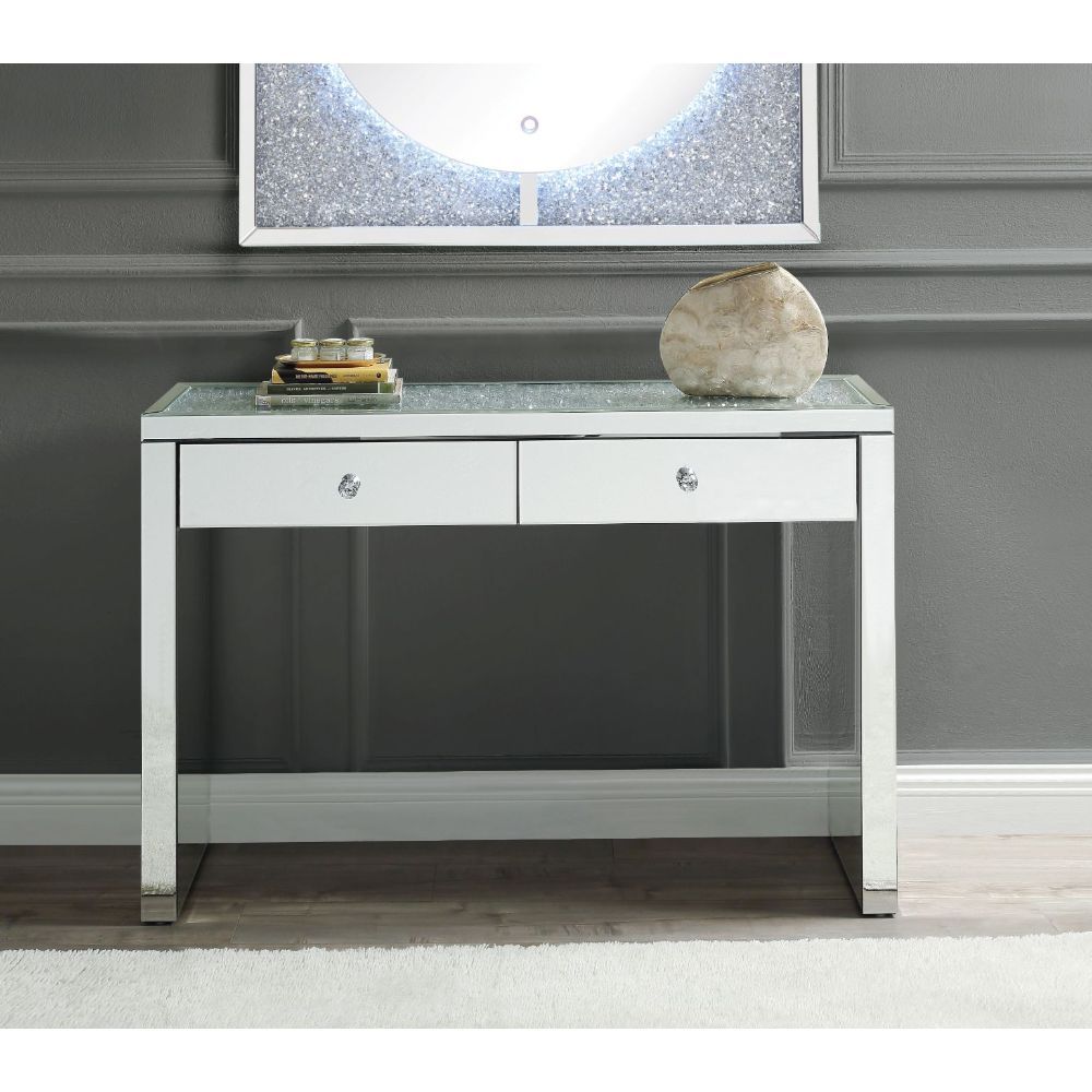 Noralie - 32"H Console Table - Mirrored & Faux Diamonds