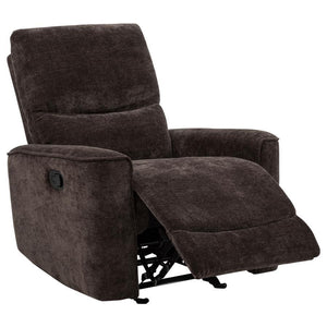 Navarro - Chenille Upholstered Glider Recliner Dark Brown