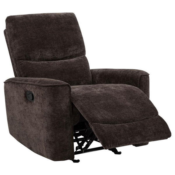 Navarro - Chenille Upholstered Glider Recliner Dark Brown