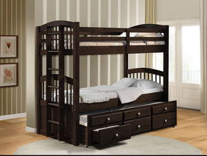 Micah - Bunk Bed & Trundle w/3 Drw Espresso Twin