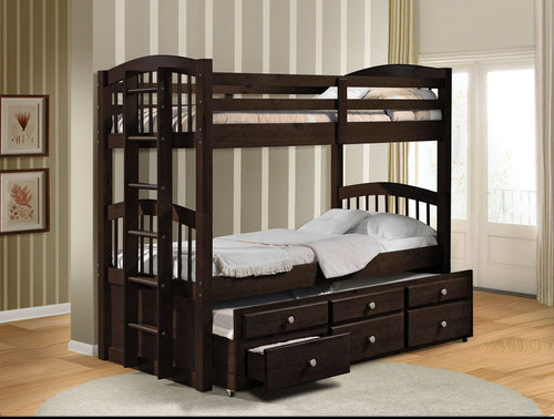 Micah - Bunk Bed & Trundle w/3 Drw Espresso Twin
