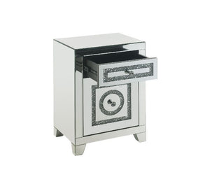 Noralie - 26"H Accent Table With Storage Drawers - Mirrored & Faux Diamonds