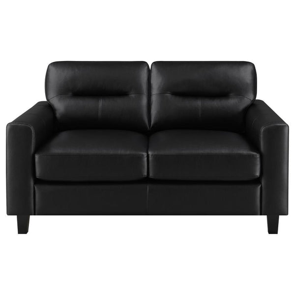 Scotland - Faux Leather Upholstered Track Arm Loveseat