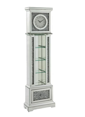 Noralie - 63" Standing Grandfather Clock With LED - Mirrored & Faux Diamonds