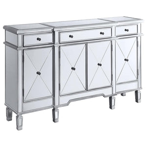 Aconitum - 4 Door Mirrored Storage Accent Cabinet - Silver