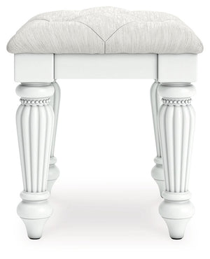 Kozlani - Vanity Upholstered Stool - White