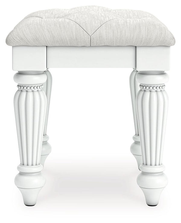 Kozlani - Vanity Upholstered Stool - White