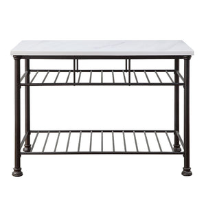 Freyja - Kitchen Island - White Cultured Marble Top & Gray