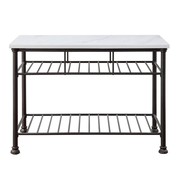Freyja - Kitchen Island - White Cultured Marble Top & Gray