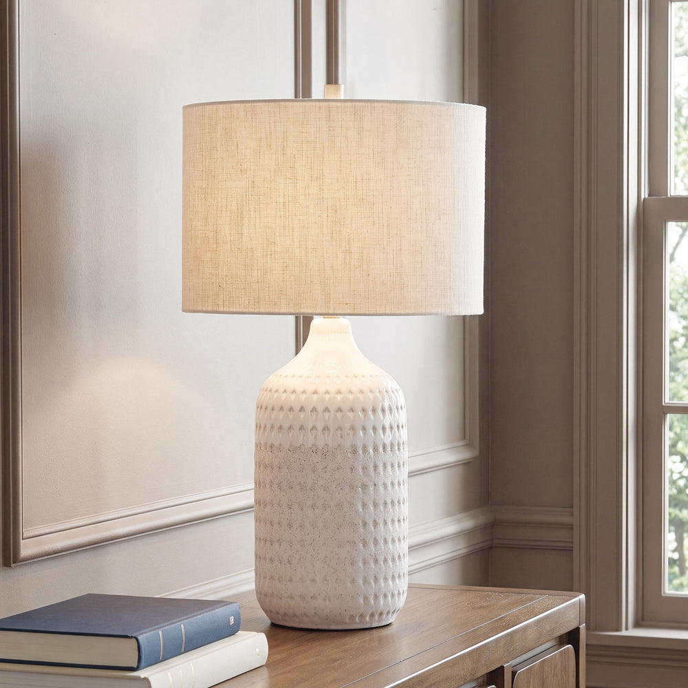 Capwich - Ceramic Table Lamp - Beige / White