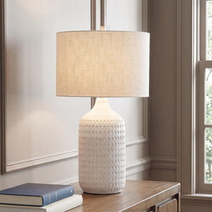 Capwich - Ceramic Table Lamp - Beige / White