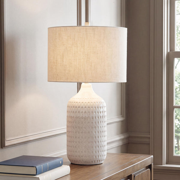 Capwich - Ceramic Table Lamp - Beige / White
