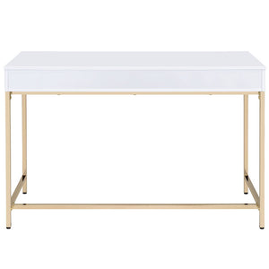 Ottey - Vanity Desk (Same 92540) - White High Gloss & Gold