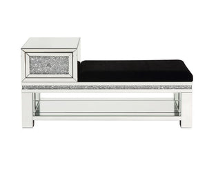 Noralie - 24" Bench With Storage - Mirrored & Faux Diamonds