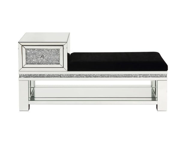 Noralie - 24" Bench With Storage - Mirrored & Faux Diamonds