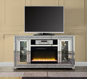 Noralie - 35" TV Stand With Fireplace & LED - Mirrored & Faux Diamonds