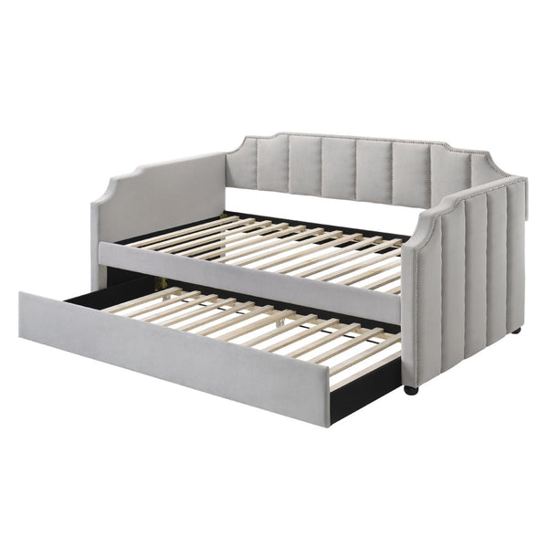 Peridot - Twin Daybed With Trundle - Dove Gray Velvet