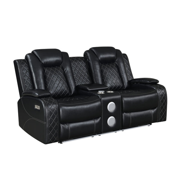 Orion II - Console Loveseat With Dual Recliners Black Power Reclining