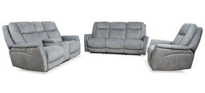 Linus - Power Reclining Sofa Set Hudson Gray 3 Pc. Sofa, Loveseat, Recliner