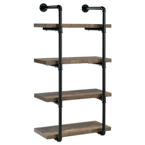 Elmcrest - 4-Shelf Wall Bookshelf Dark Brown 24"W x 12"D x 46"H