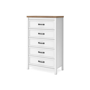 Kerisden - Five Drawer Chest - White / Brown