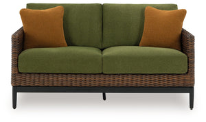 Horizon Hall - Brown / Green - Loveseat With Cushion